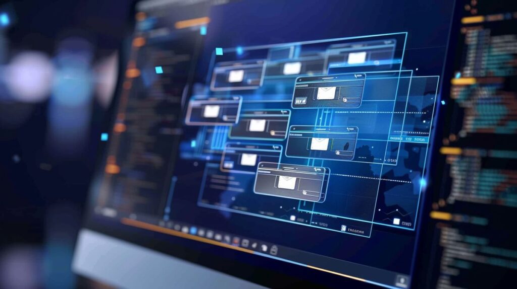 Tela de computador com interface de software FTP mostrando pastas e arquivos sendo transferidos entre dois sistemas.