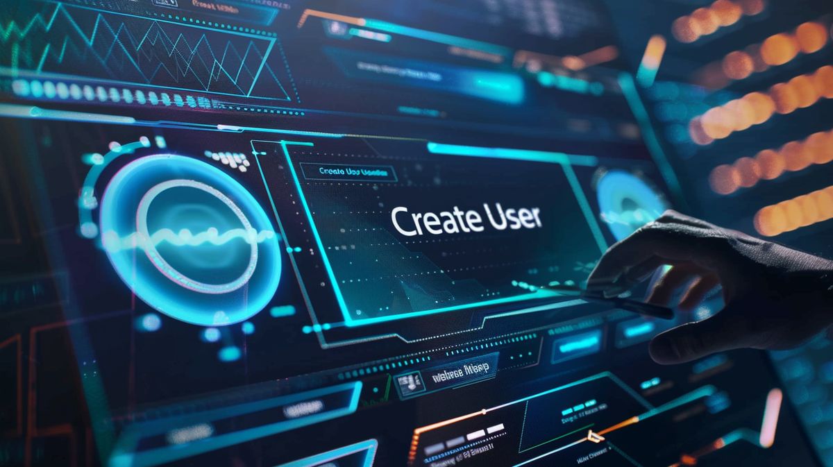 Tela de computador exibindo interface MySQL com cursor sobre botão "Criar Usuário