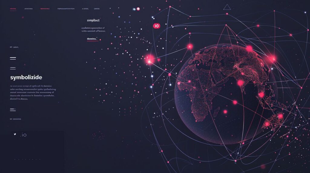 Representação abstrata de um globo com nós conectados simbolizando a rede mundial de domínios .io