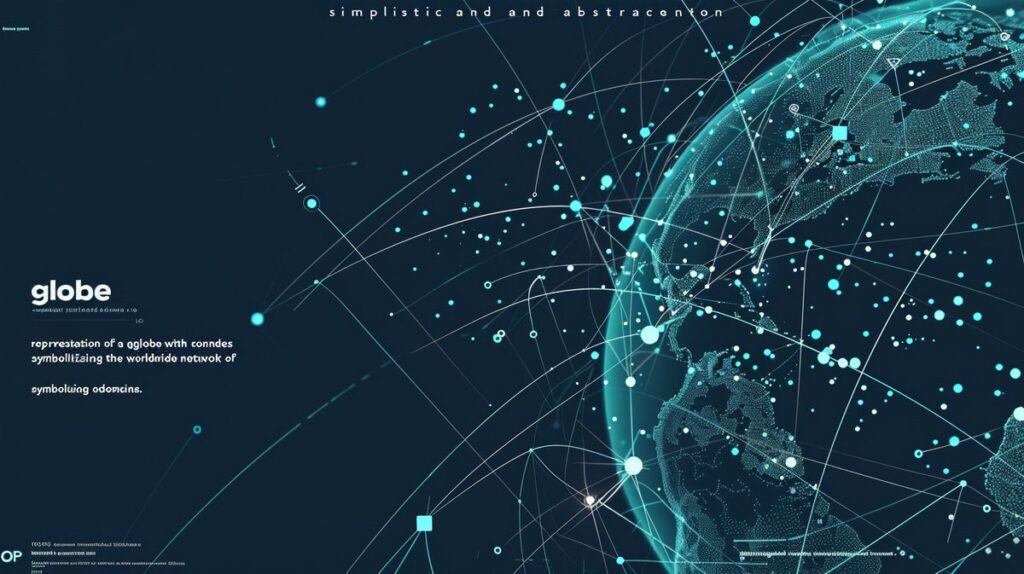 Representação abstrata de um globo com nós conectados simbolizando a rede mundial de domínios .io