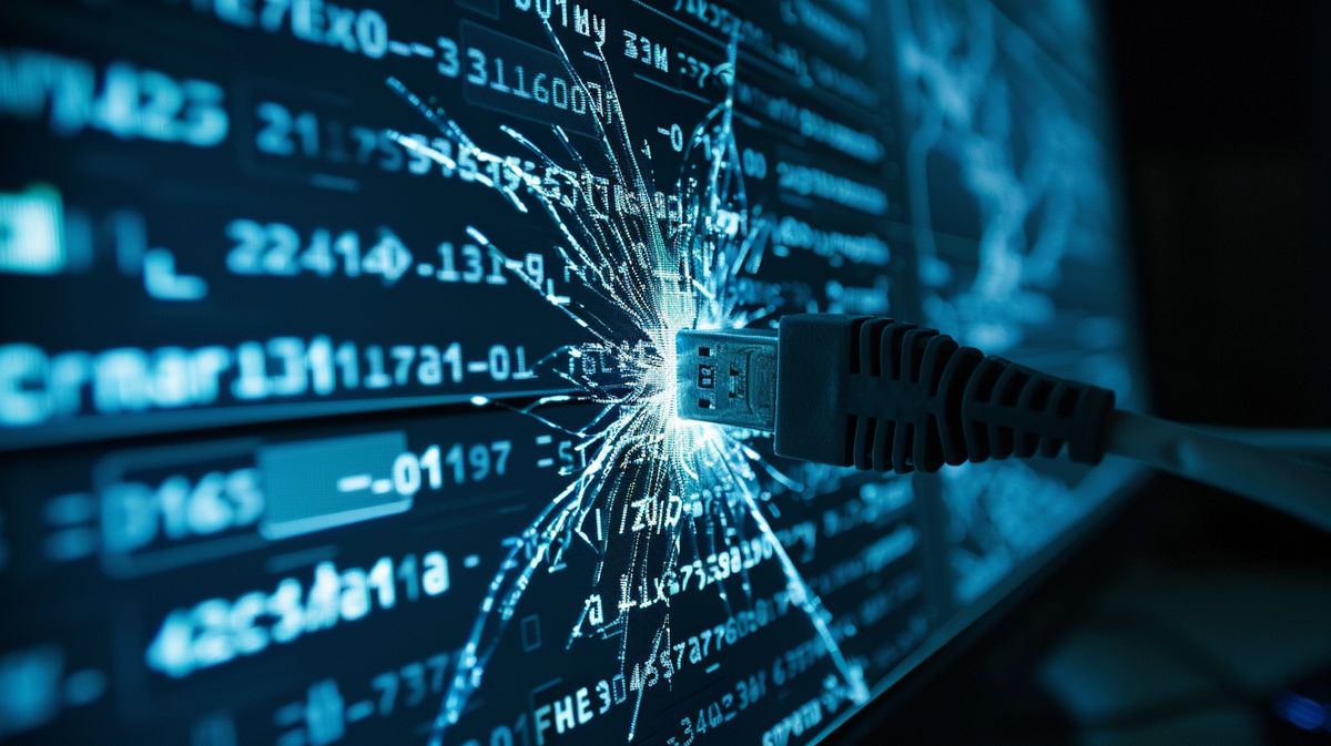 Tela de computador exibindo símbolo de cabo de rede desconectado, indicando erro 502 de conexão com a internet.